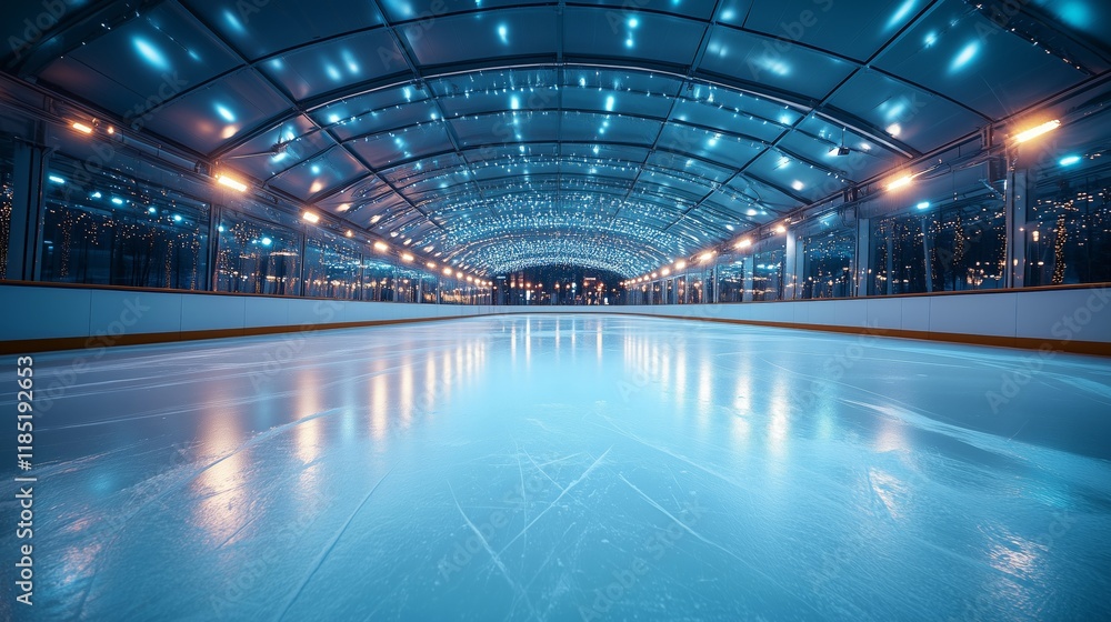 Spectacular Ice Rink Illuminated by Night Sky Lights and Energy Spectacular Ice Rink Illuminated by Night Sky Lights and Energy