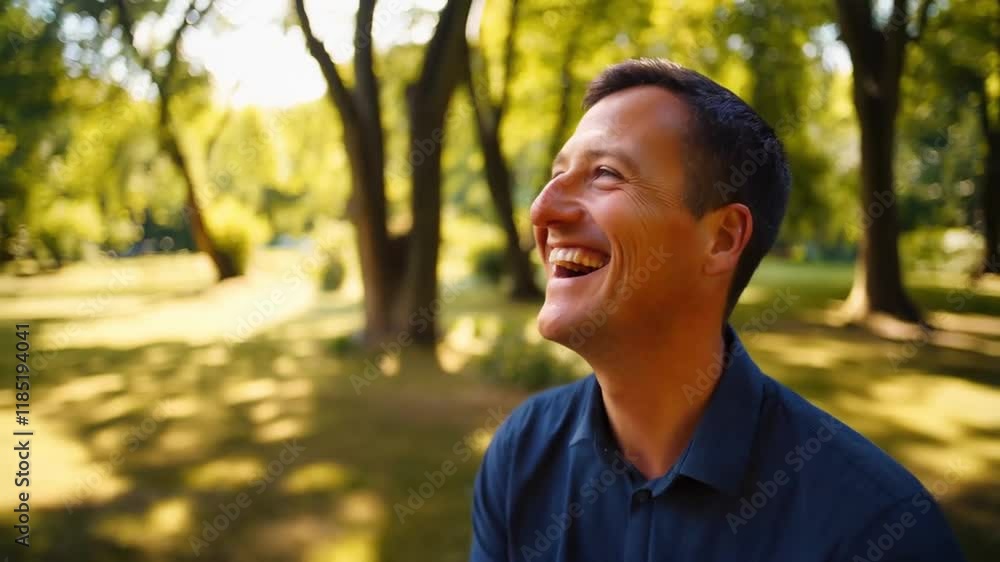 Joyful Man in a Park: A Portrait of Happiness Joyful Man in a Park: A Portrait of Happiness