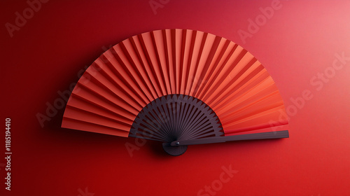   red  hand  held fan  isolated on 3 d amazing background