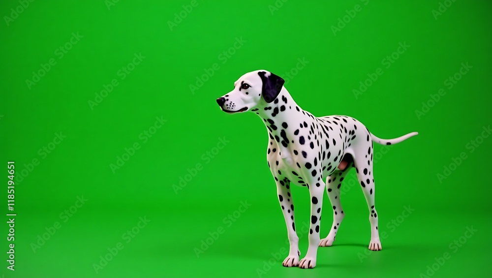 Dalmatian Dog on Green Screen Background