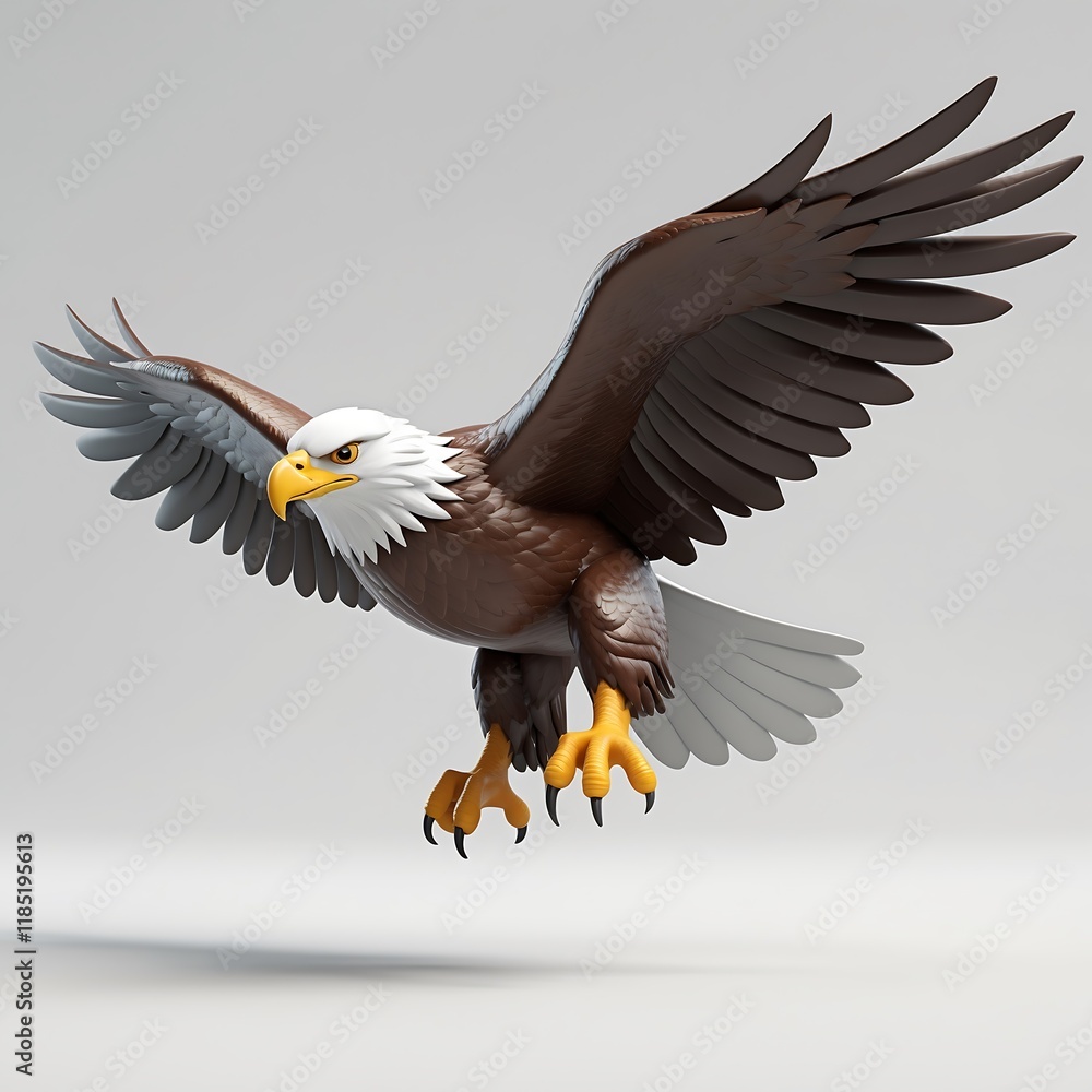 Obraz premium Majestic Bald Eagle in Flight: A 3D Render