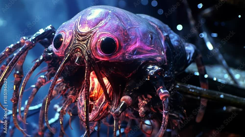 Luminous alien emerging from the aquatic void Luminous alien emerging from the aquatic void