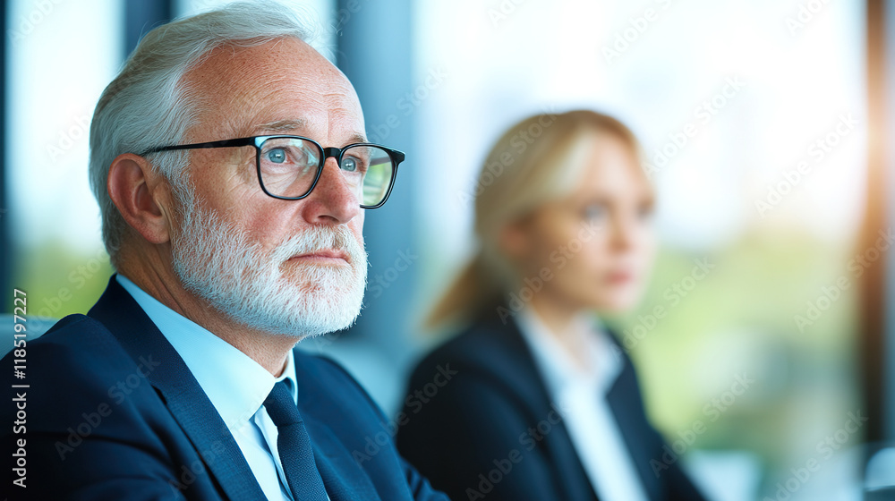 Two professionals focus attentively during a meeting about career growth and learning Two professionals focus attentively during a meeting about career growth and learning