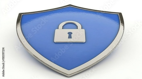 Protective shield with a lock icon, a symbol of security and safety. photo