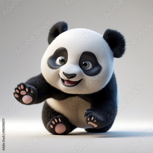 Adorable Panda Cub: A 3D Rendered Image of a Playful Panda photo