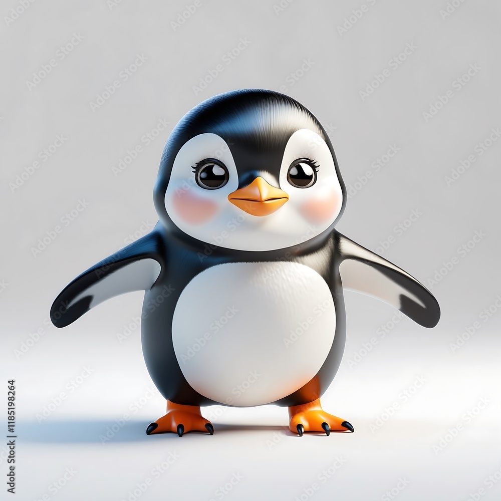 Fototapeta premium Adorable 3D Render of a Cute Penguin Chick