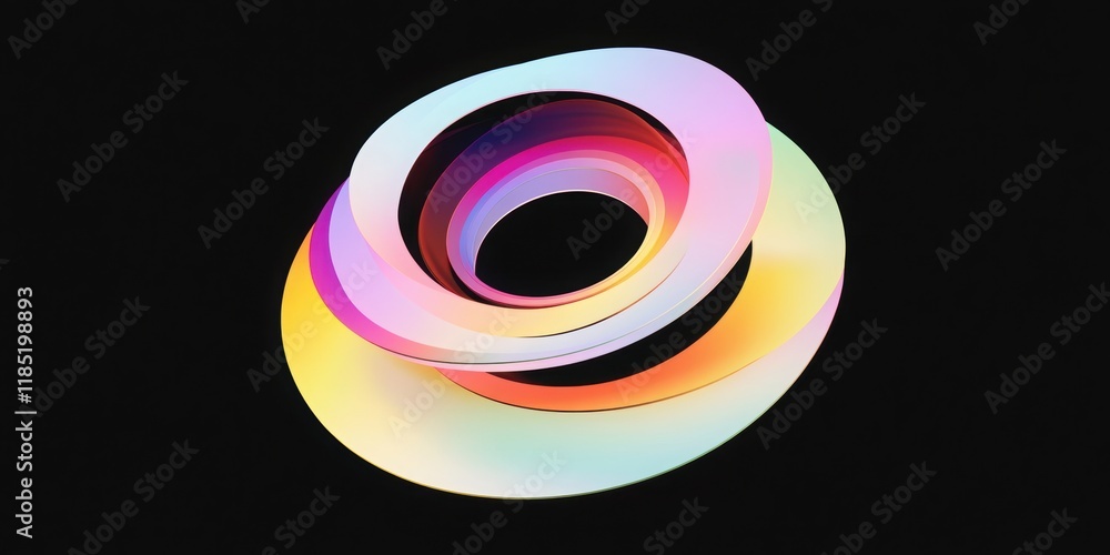 Obraz premium This artwork features a smooth flow of layered circular shapes in vibrant rainbow gradients, designed for modern, minimalistic aesthetics with ample copy space for versatile use