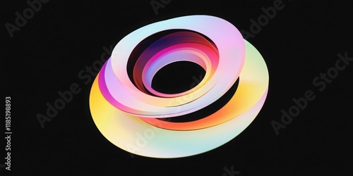 This artwork features a smooth flow of layered circular shapes in vibrant rainbow gradients, designed for modern, minimalistic aesthetics with ample copy space for versatile use