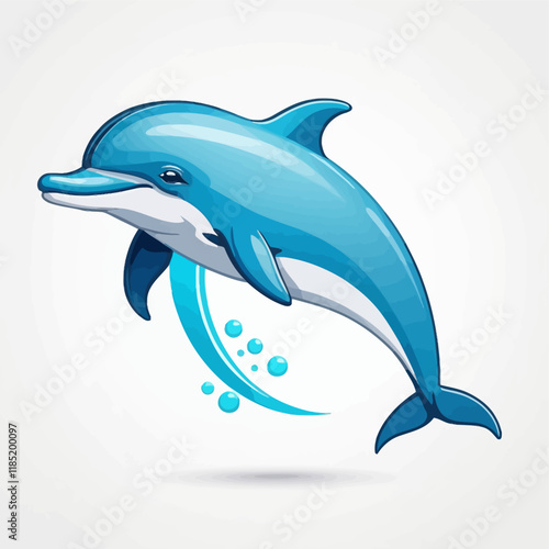 dolphin, Cute dolphin character.cartoon,
sticker, vector illustration. photo