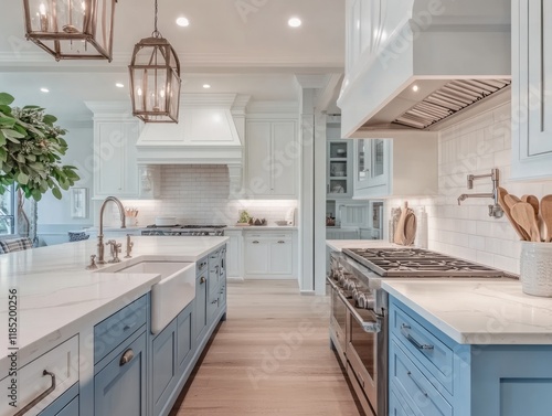 Elegant Blue Kitchen Island...