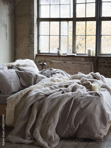 Cozy Grey Bedroom With Text...