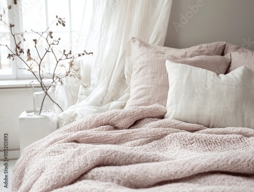 Soft Pink Bedding With Neut...