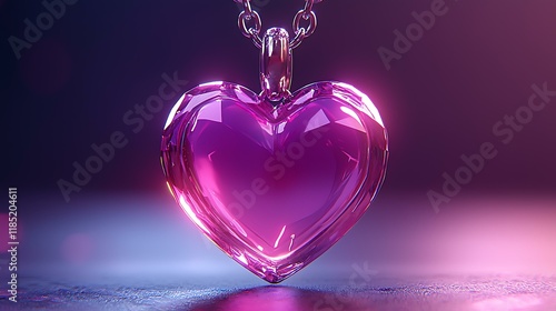 Icon of a heart-shaped keychain with soft shadows and pastel tones. photo