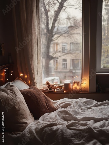 Cozy Bedroom Window Scene w...