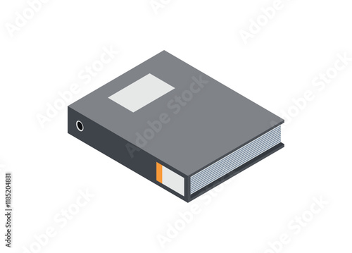 Thick office file folder. Simple flat illustration in isometric view.
