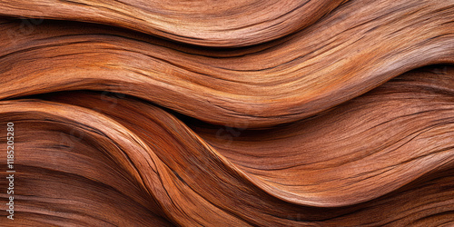 Fototapeta Naklejka Na Ścianę i Meble -  Closeup of twisted wooden pattern 3d texture wallpaper. Creative wooden surface with waves and twists of wood. 
