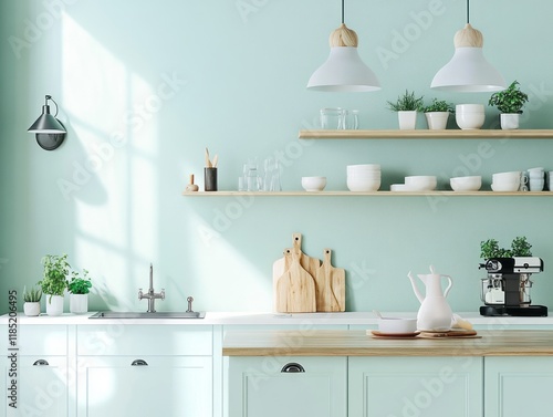 Modern Mint Green Kitchen W...