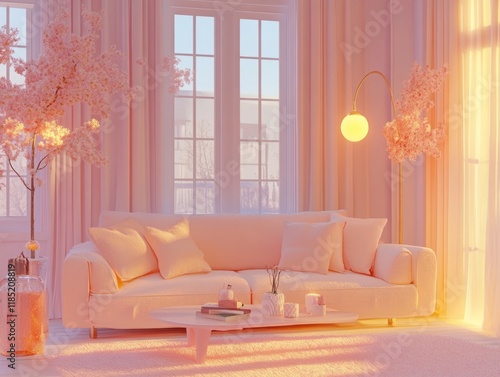 Serene Pink Living Room Dec...