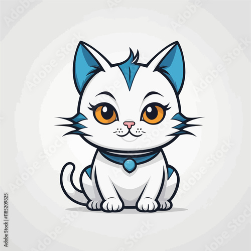 cat, Cute cat character.cartoon,
sticker, vector illustration.