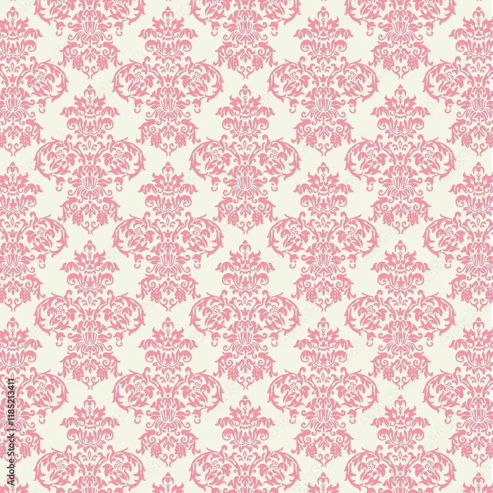 Background paper or fabric, with floral damask and baroque, seamless ornamental pattern Background paper or fabric, with floral damask and baroque, seamless ornamental pattern