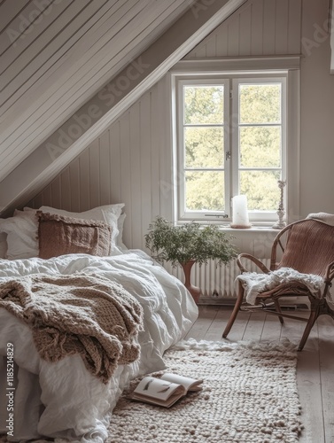 Serene Attic Bedroom With C...