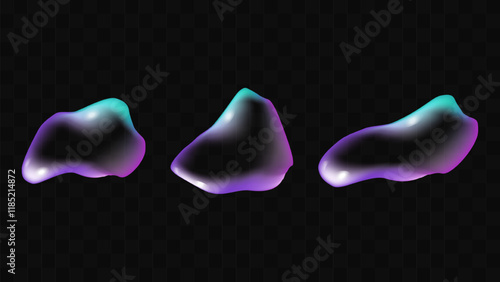 Transparent liquid forms water drops isolated set. Effect of freshness and purity. Realistic volumetric drops. Banner and flyer design. Vector illustration.
