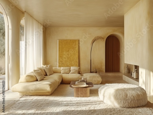 Sunlit Minimalist Living Ro...