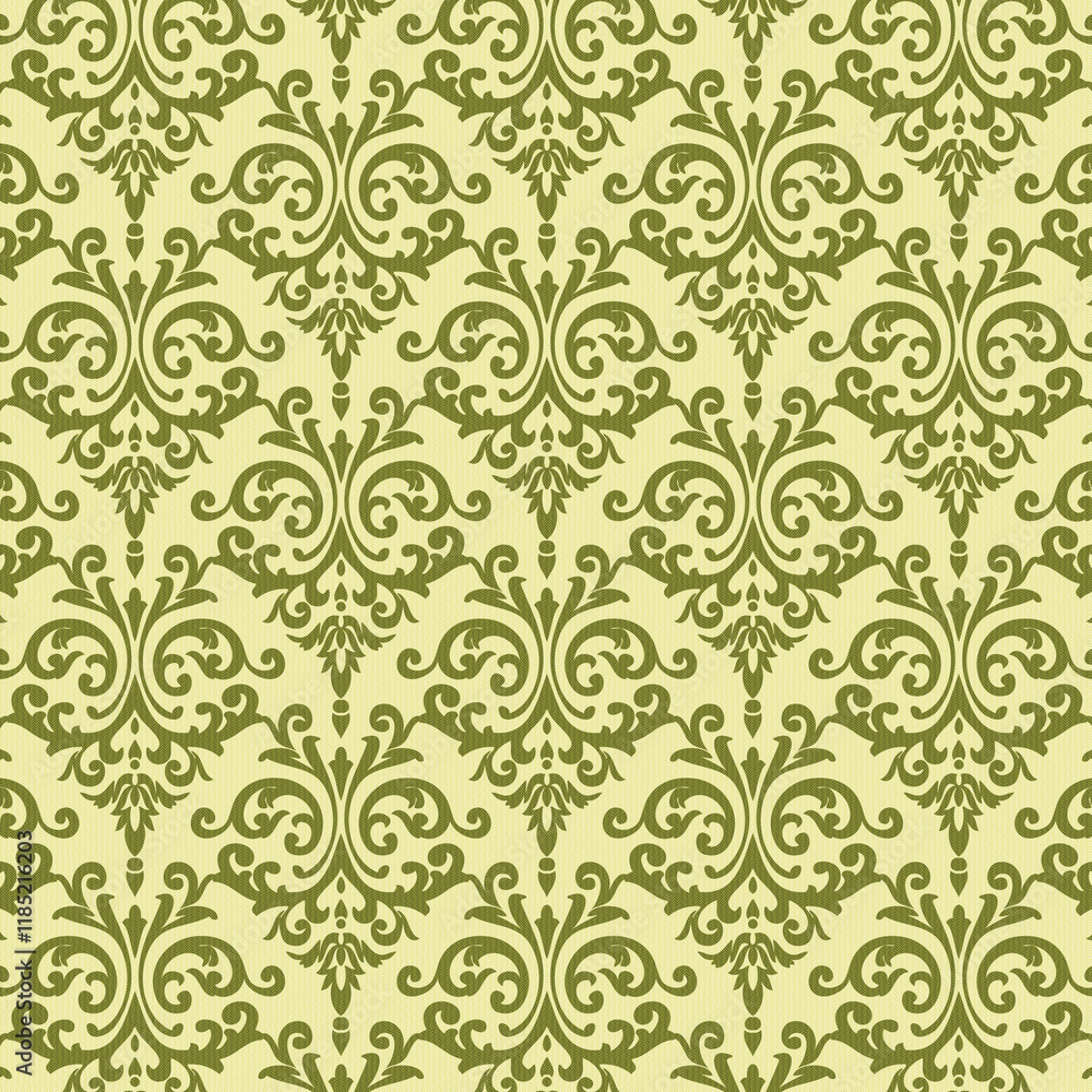 Background paper or fabric, with floral damask and baroque, seamless ornamental pattern Background paper or fabric, with floral damask and baroque, seamless ornamental pattern
