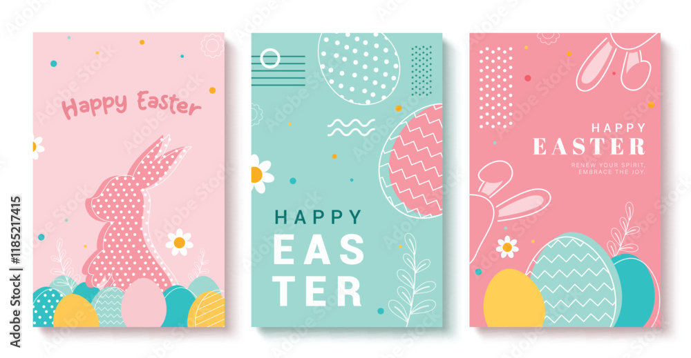 Samolepka Happy easter wishes clipart poster background set