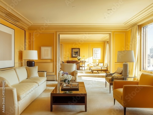 Luxurious Yellow Living Roo...