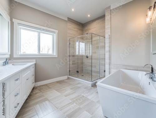 Modern Bathroom Featuring a...
