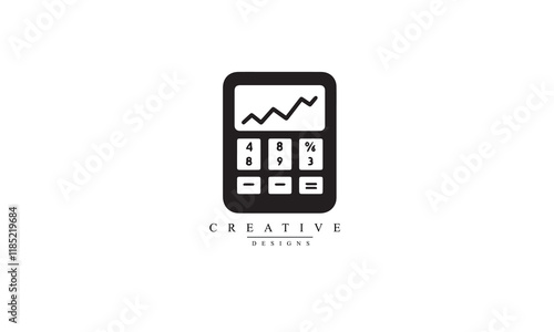 Financial calculation line icon black Logo white background 