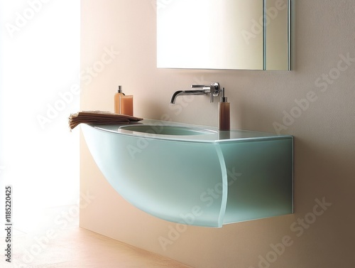 Modern Curved Glass Bathroo...