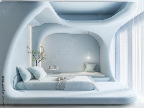 Modern minimalist bedroom d...