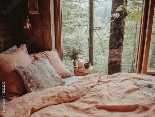 Cozy Bed in a Wooden Cabin ...