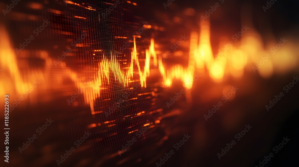 Fototapeta premium Abstract Orange Digital Waveform Display