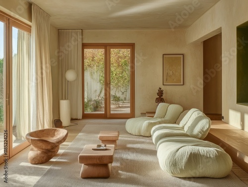Sunlit Minimalist Living Ro...