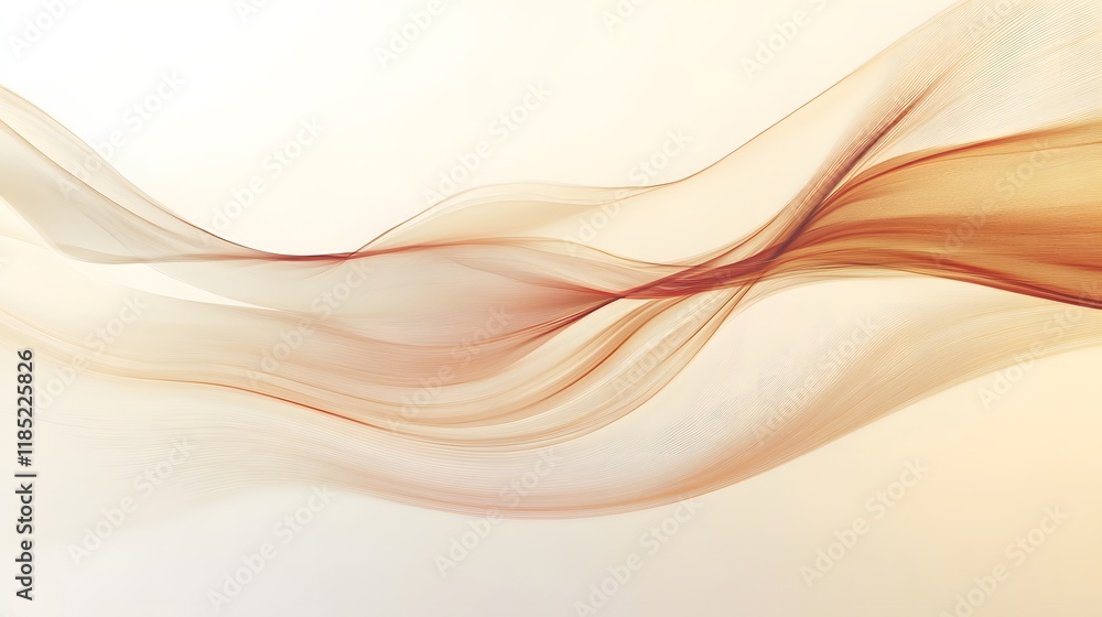 Fototapeta premium Abstract Beige and Brown Swirling Waves Design