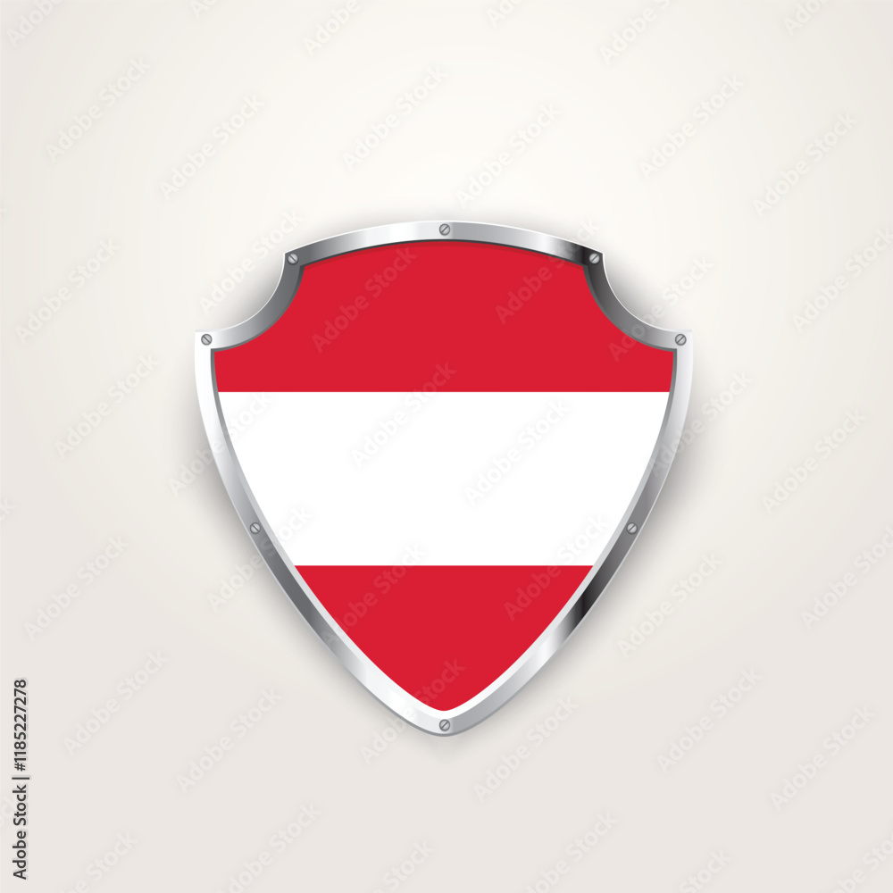 National pride of Austria. Austrian flag on a shield. Vector illustration. National pride of Austria. Austrian flag on a shield. Vector illustration.