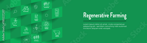 Sustainable Farming Icon Set with Maximize Soil Coverage with Integrate Livestock-Examples for Regenerative Agriculture Icon Set and Web Header Banner
