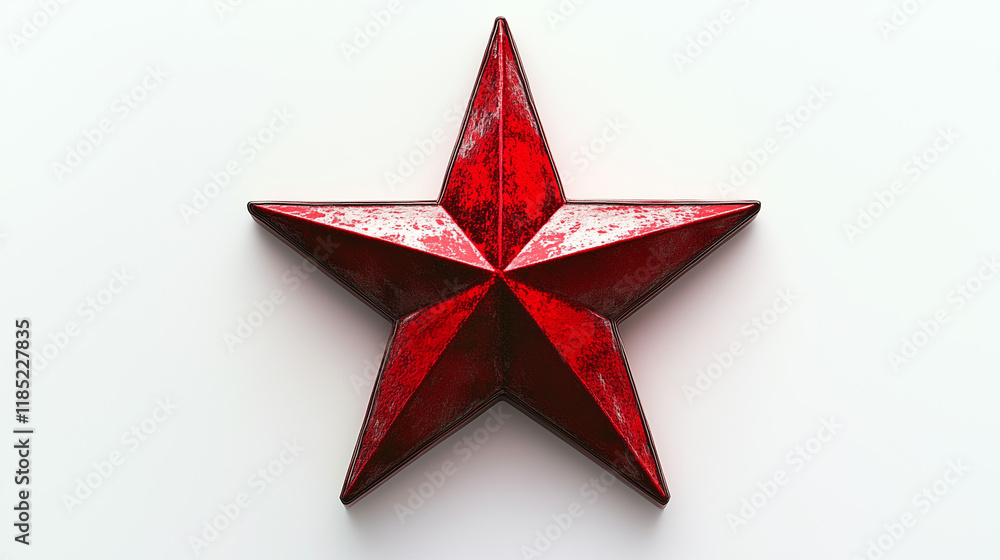 Obraz premium Vibrant red five-pointed star icon set against a clean white background symbolizing patriotism, celebration, and boldness in design.