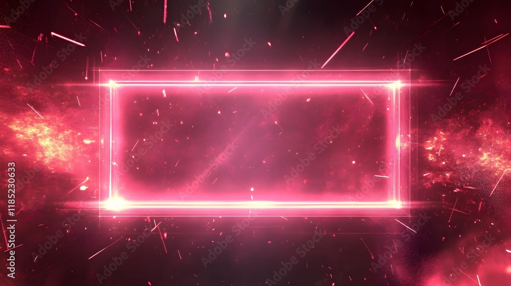 Obraz premium Glowing Pink Neon Frame In A Dark Space