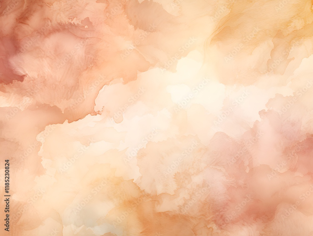 Obraz premium Abstract Watercolor Blend in Peach, Cream, and Brown Tones