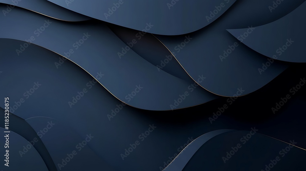 Abstract Dark Blue Waves With Gold Accents Abstract Dark Blue Waves With Gold Accents