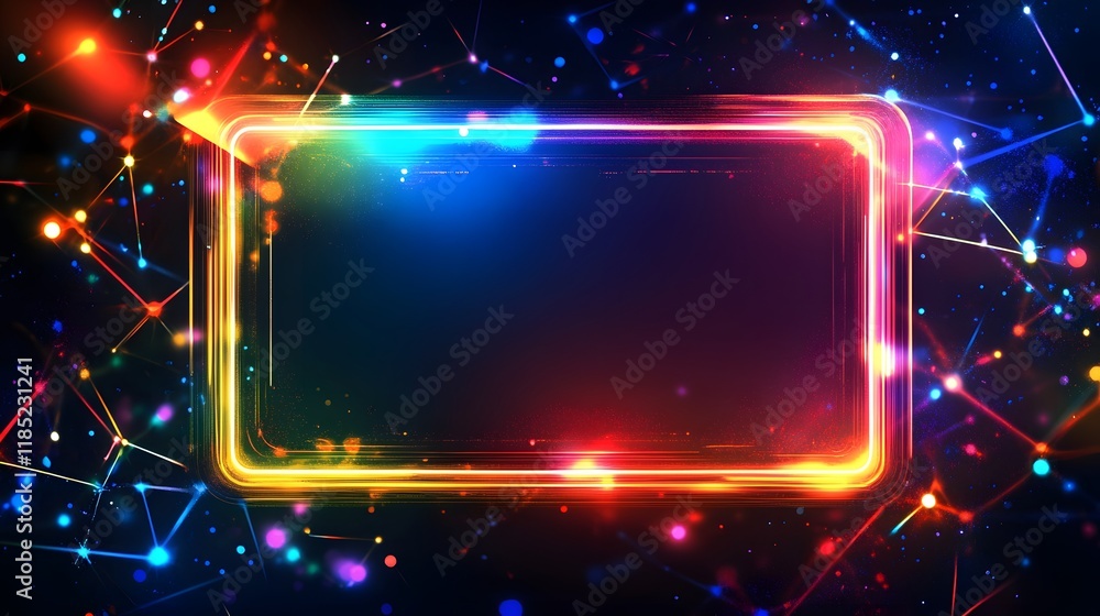 Obraz premium Vibrant Neon Frame Glowing Brightly In Cosmic Space