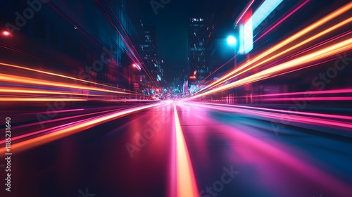 Night City Street Lights Speed Motion Blur