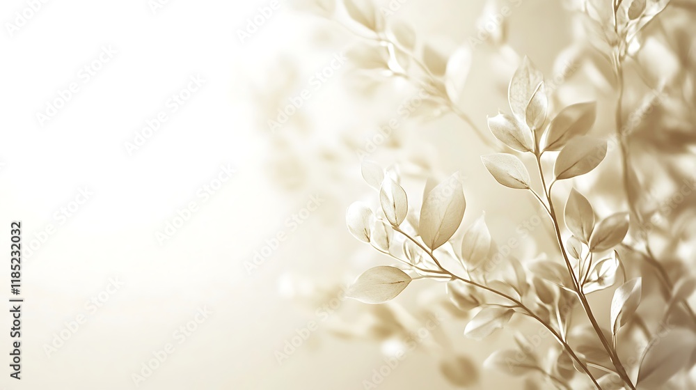 Delicate Branches with Soft Sepia Leaves Delicate Branches with Soft Sepia Leaves