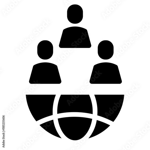 People Team Globe Glyph Icon