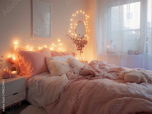 Cozy Pink Bedroom Decorated...