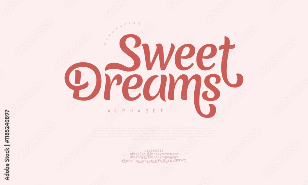 Sweetdream typography beauty fashion elegant minimalist serif italic fonts decorative wedding vintage retro logos. Minimal luxury font alphabet logo. Vector illustration Sweetdream typography beauty fashion elegant minimalist serif italic fonts decorative wedding vintage retro logos. Minimal luxury font alphabet logo. Vector illustration